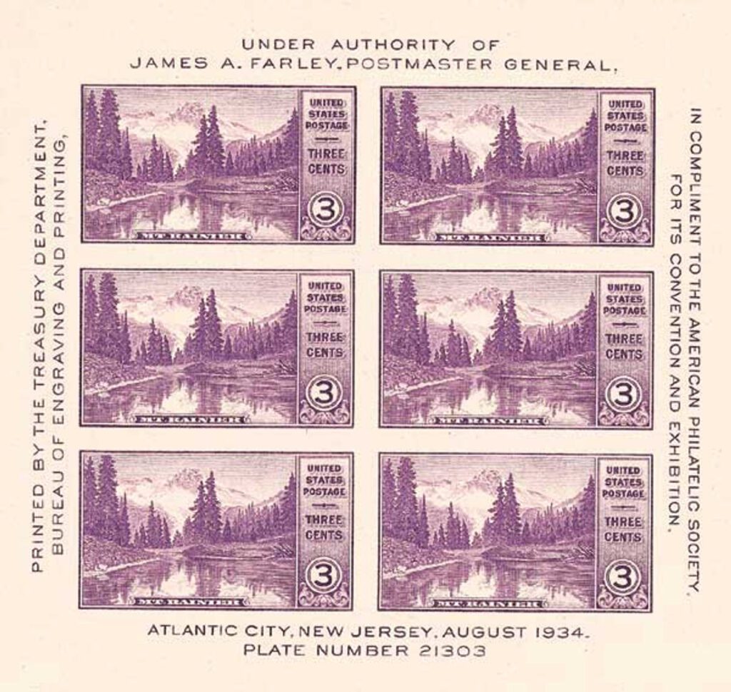 # 770 - 1935 3c National Parks: Mt. Rainier, Washington, souvenir sheet
