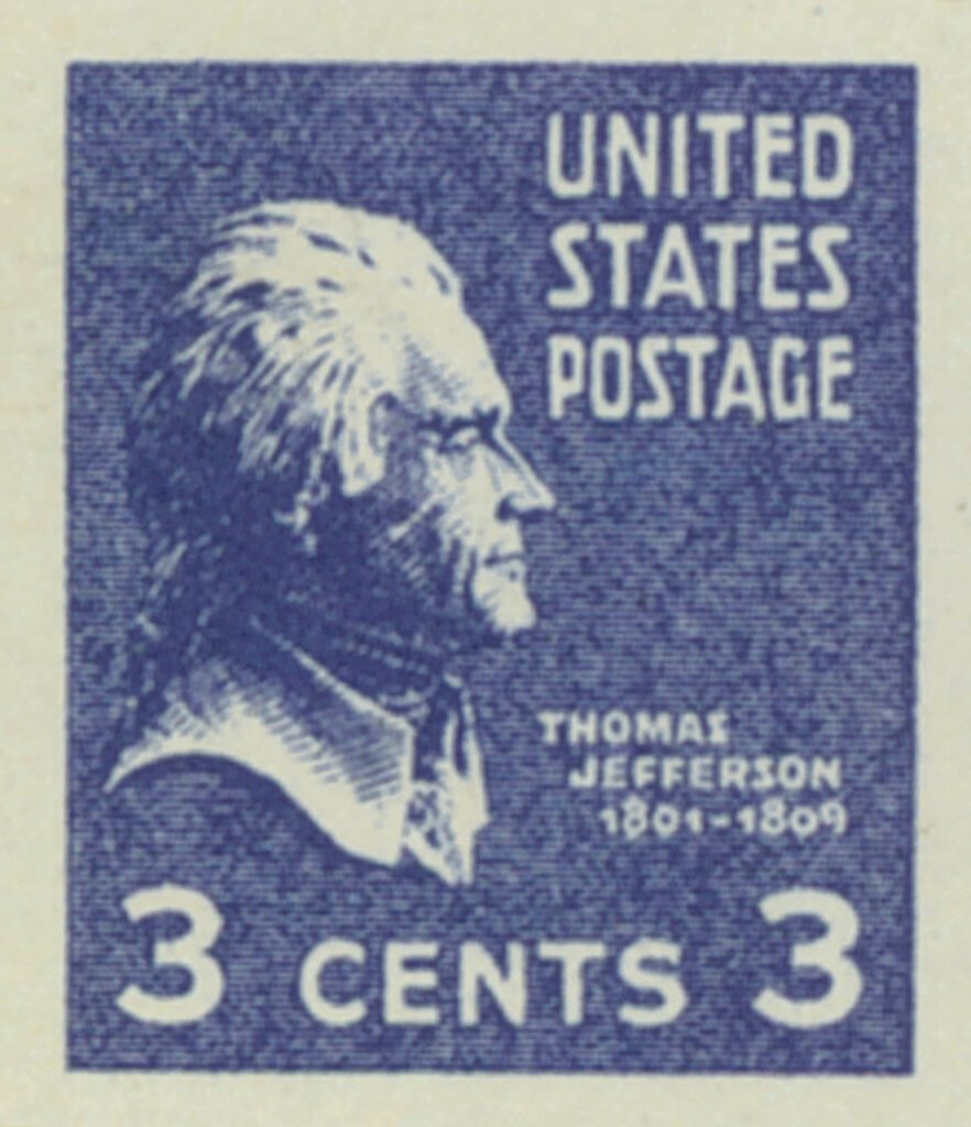 1938 #807 Jefferson, M Imperf, Counterfeit