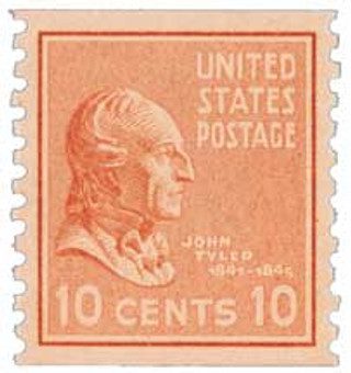 # 847 - 1939 10c John Tyler, brown red