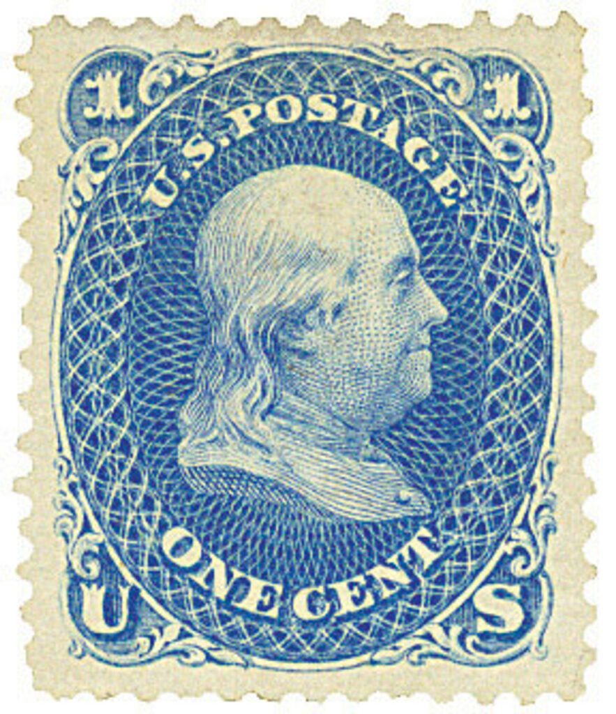 # 86 - 1867 1c Franklin, blue