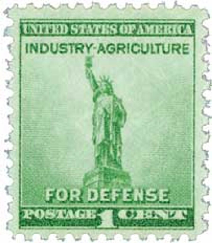 # 899 - 1940 1c Statue of Liberty, blue green