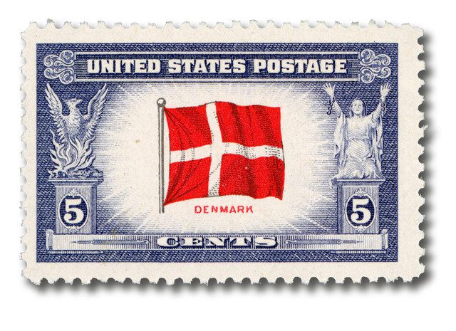 #920 - 1943 Overrun Countries: 5c Flag of Denmark