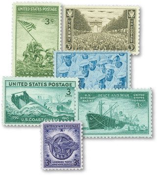 1945 American Armed Forces, collection of 6 stamps