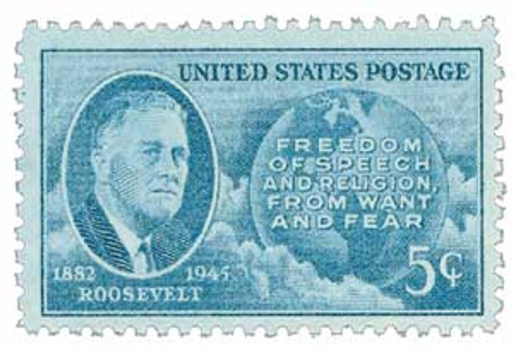 # 933 - 1946 5c Roosevelt and Four Freedoms