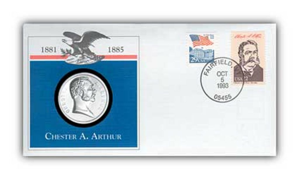 # 97817 - 1993 Chester Arthur Platinum Plated Medal Cvr