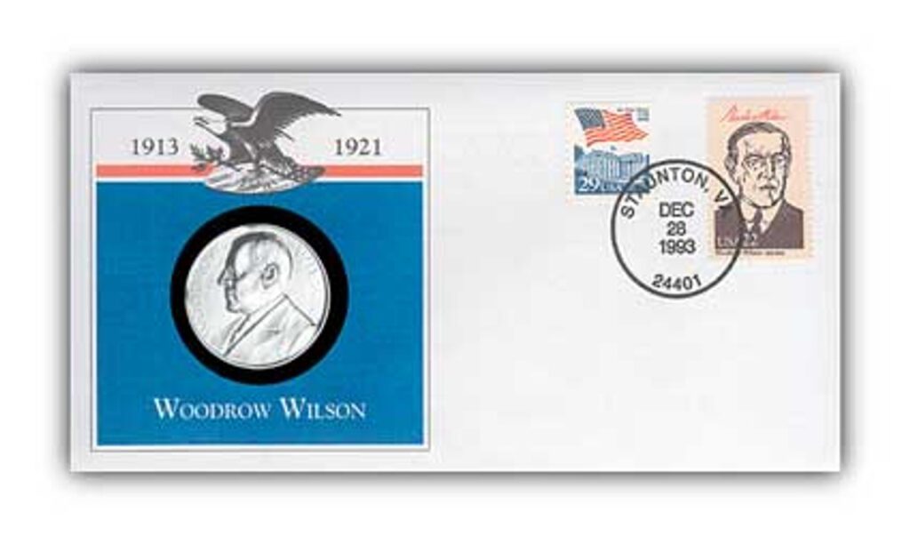 # 97826 - 1993 Woodrow Wilson Platinum Plated Medal Cvr