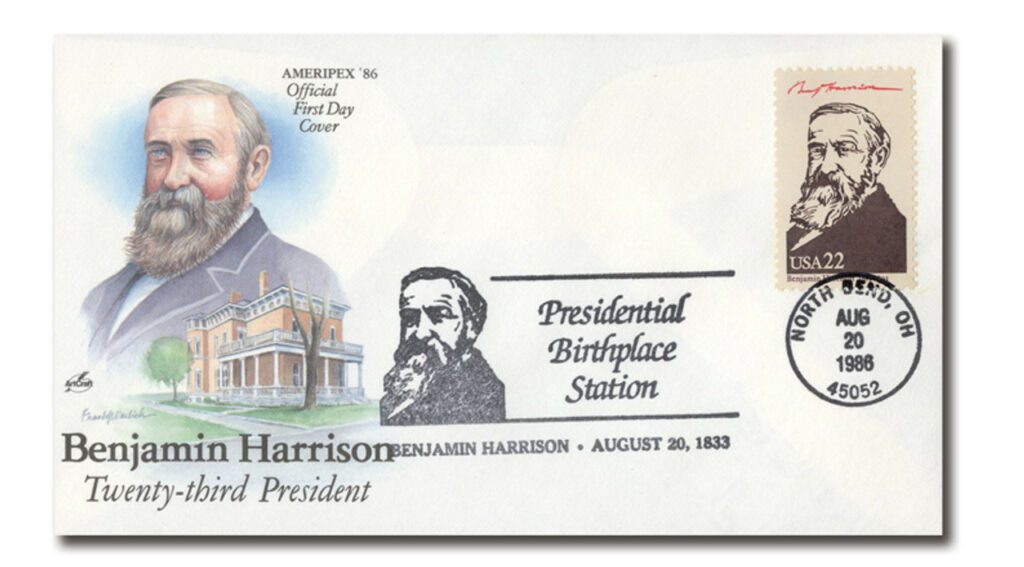 #AC516 1986 Special Event Cover Commemorating Benjamin Harrison's Birthday (#2218e)