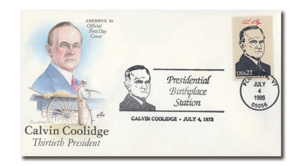 # AC522 - 1986 Special Event Cover Commemorating Calvin Collidge's Birthday (#2219b)