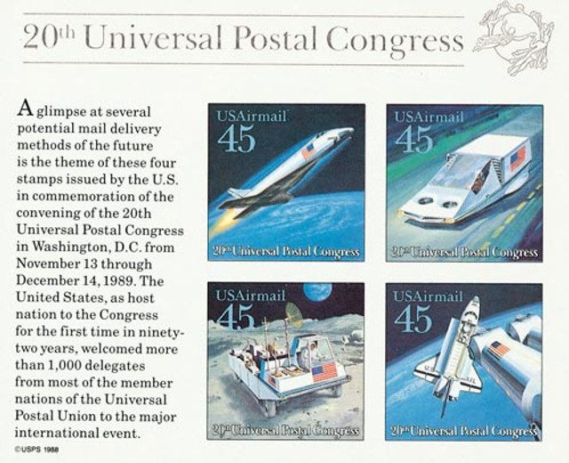 1989 45c Future Mail Transportation s/s