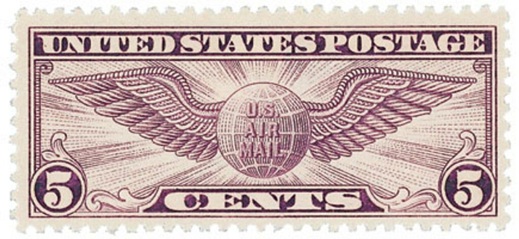 1930 5c Winged Globe Flat Plate Perf 11
