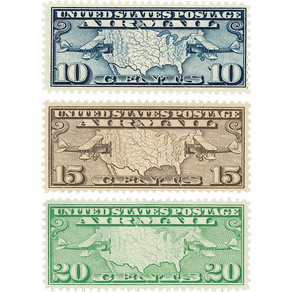 Maps on US Airmail stamps