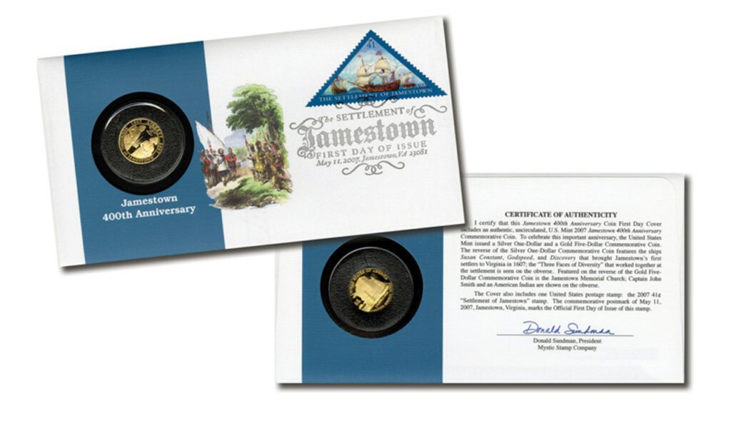 2007 Jamestown Gold $5.00 Poof Coin FDC