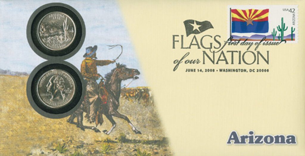 # CNC18 - 2008 42c Flags of Nation, AZ coin FDC