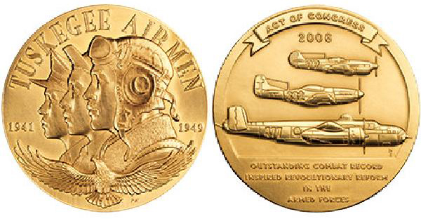 Item #CNM11291 – Bronze medal picturing Tuskegee pilots and aircraft.