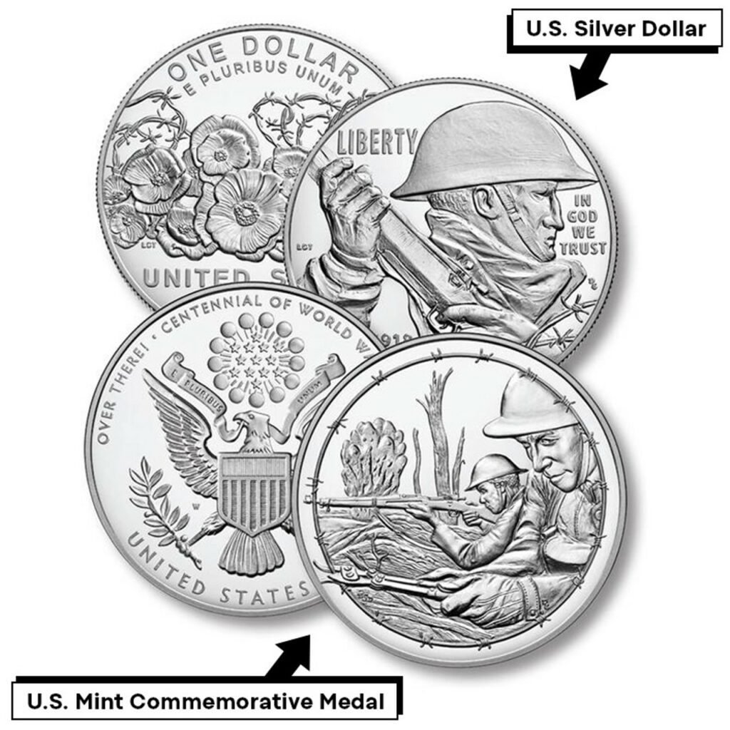 # CNSE7 - 2018 Centennial WWI Silver Dollar & Army Medal Set