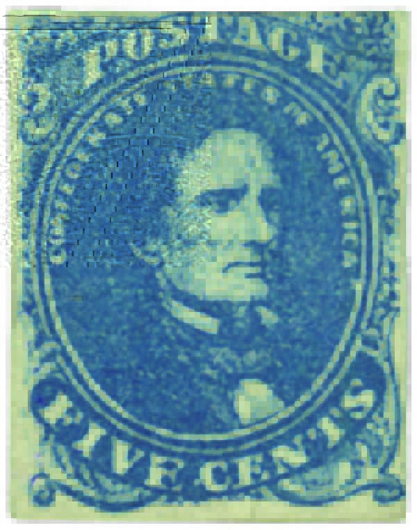 # CSA4 - 1862 5c Confederate States - Jefferson Davis - blue, soft paper