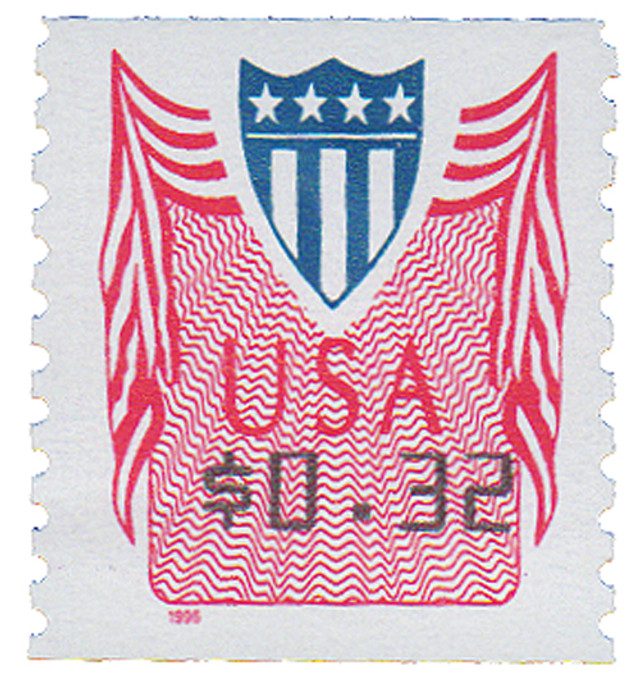 1996 32¢ Shield and Bunting
Variable Rate Coil