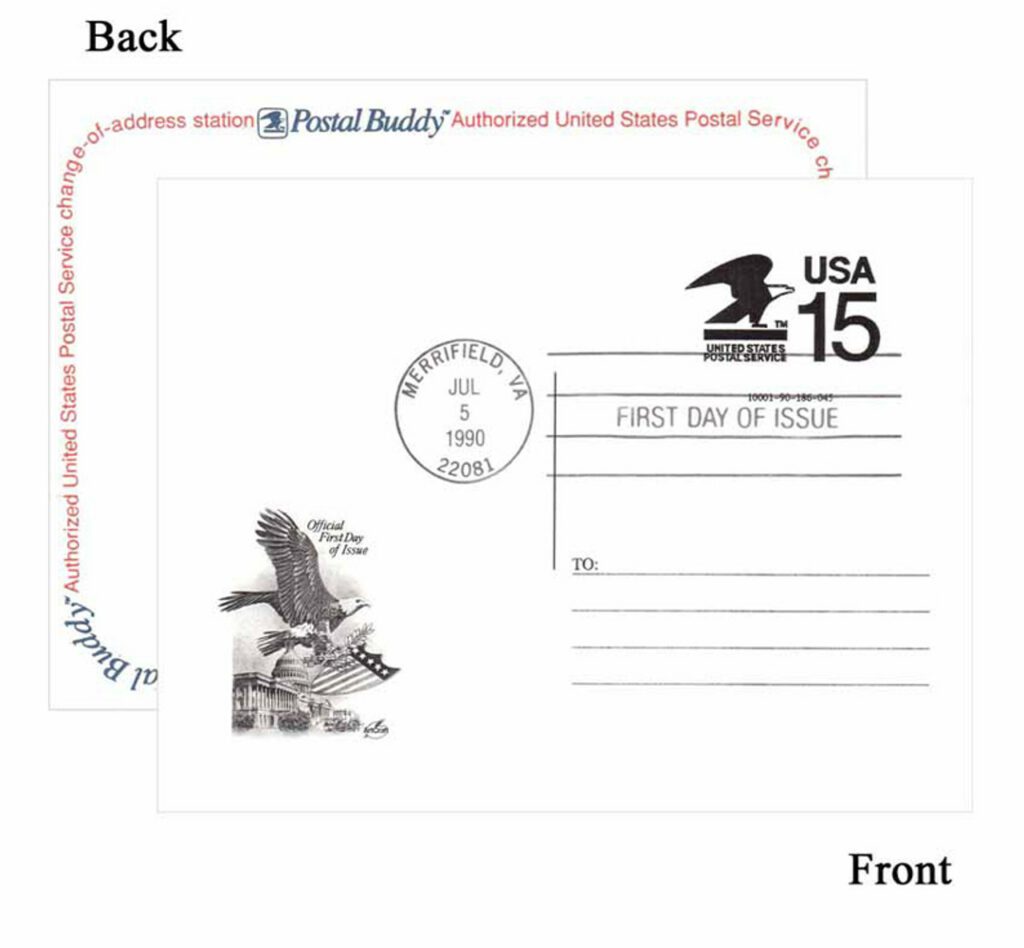 1990 15¢ Computer Vended Postal Card, Postal Buddy