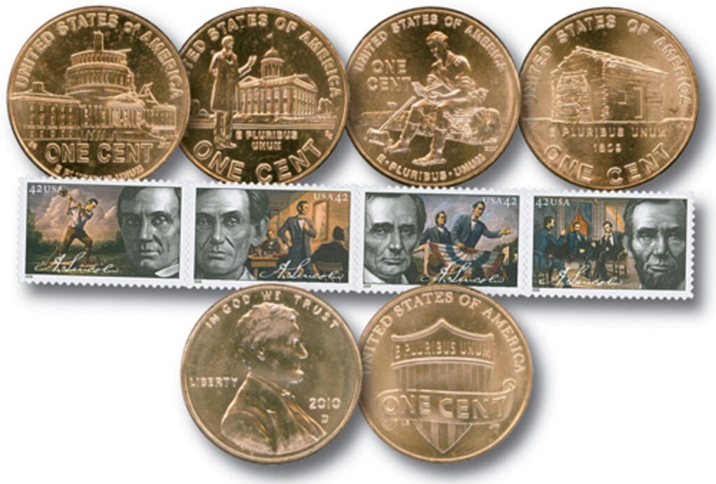 # M10556 - 2009-10 U.S. Lincoln Pennies & Stamps