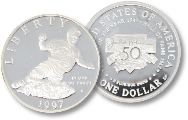 1997 Jackie Robinson Silver Dollar, Proof