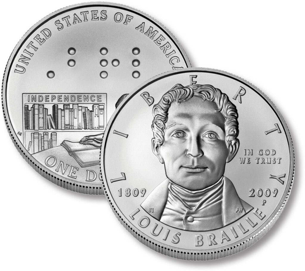 # M12027 - 2009 Louis Braille Bicentennial Silver Dollar, Uncirculated