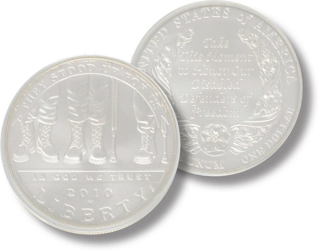 2010 Disabled American Veterans Silver Dollar, Uncirculated