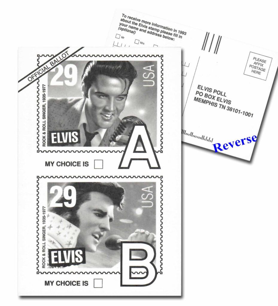 # M12519 - 1992 Elvis Stamp Design Ballot Postcard