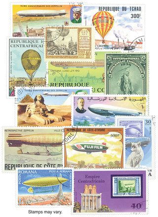 Zeppelins & Balloons, 100 stamps, cancelled