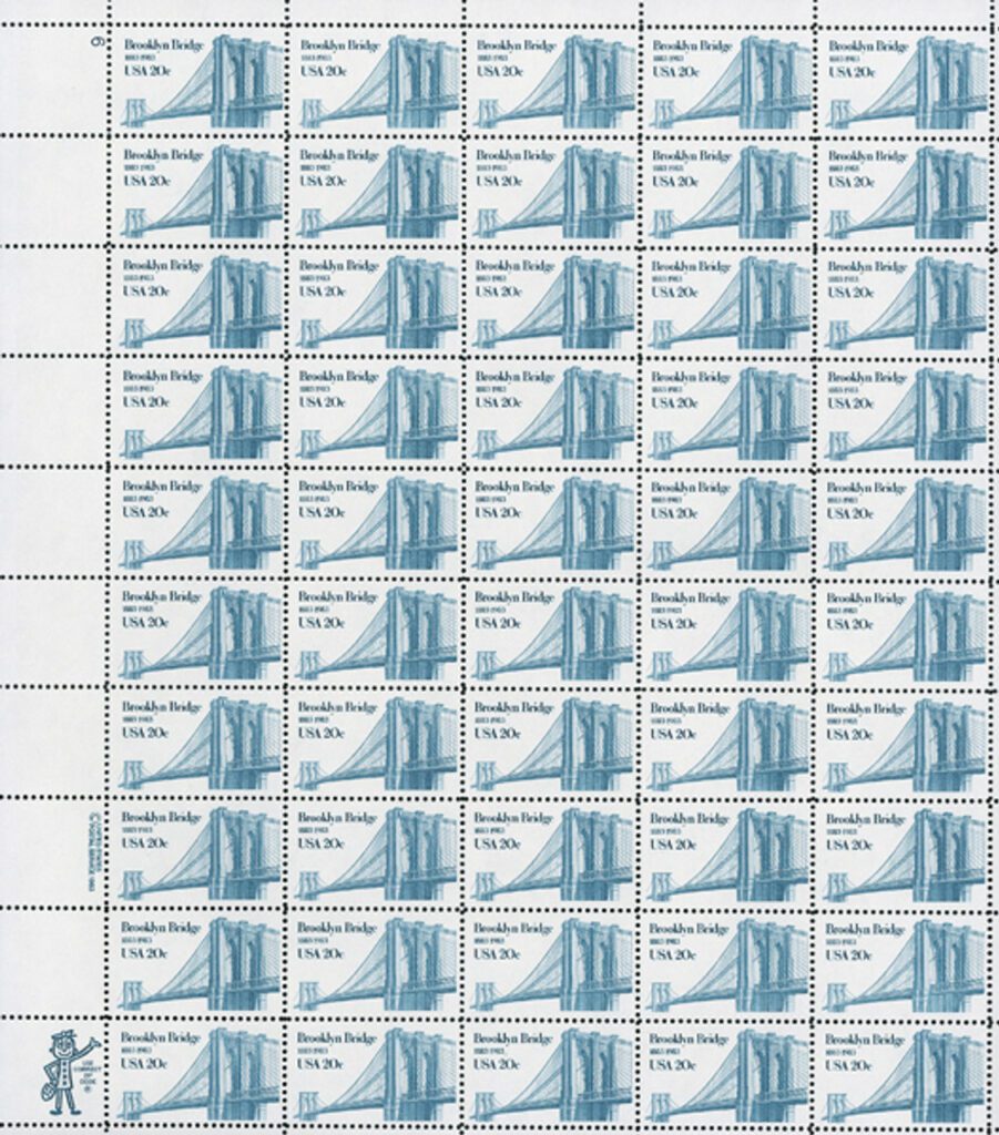 1983 Brooklyn Bridge #2041 short transfer sheet