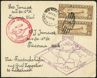 1930 Zepp #C14 (2) on flown cover/post