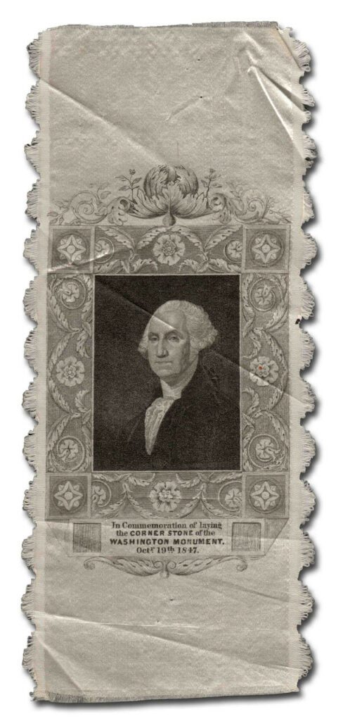 # MA1891 - 1847 Ribbon Commemorating the Laying of the Corner Stone of New York City Washington Monument