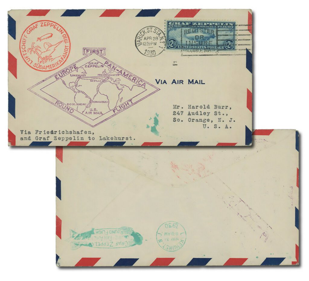 1930 Zeppelin C15 blue, flown cover