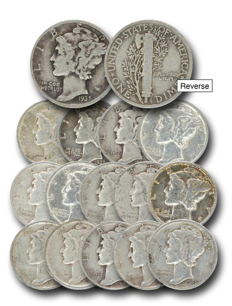 # MCN103 - Mercury Dimes, G-VG, Set of 15
