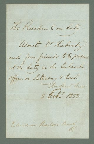 # MRS1568 - February 2, 1853 Document Signed by Sir Rowland Hill