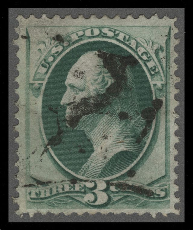 # MRS999 - 1870 3c Green Washington Single (Scott #147) - Leaping Stag Fancy Cancel