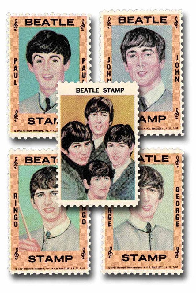 #MUS053 - 1964 Beatles Cinderella Stamps, Set of 5