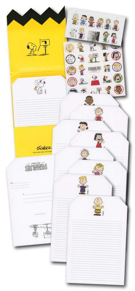 # MUS074 - 2022 Charles Schulz Fold & Mail Stationary Set, includes 10 Mint Stamps, 10 Pieces of Stationary and Assorted Stickers