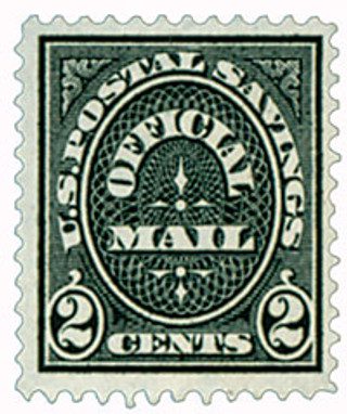 # O121 - 1910 2c Black, Postal Savings Mail