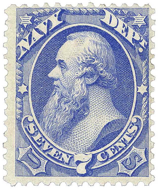 # O39 - 1873 7c Ultra, Navy Department, Stanton, Hard Paper