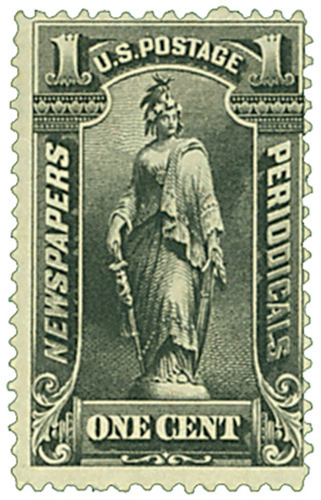 1895 1¢ Newspaper & Periodical Stamp - soft paper, black
