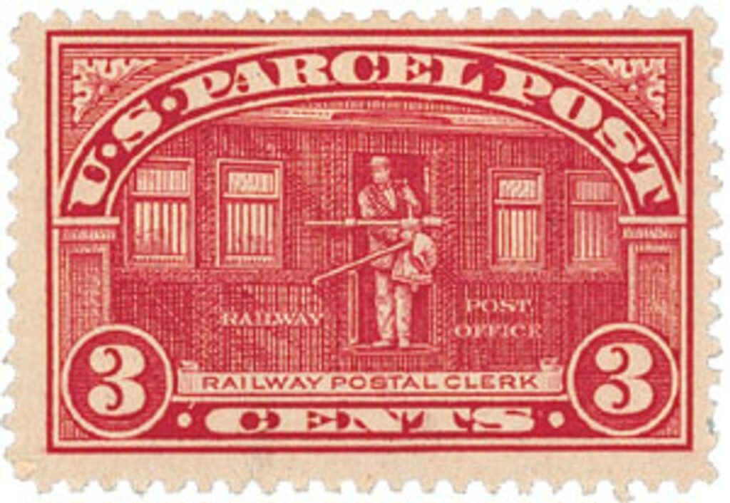1913 3¢ Parcel Post Stamp - Railway Post