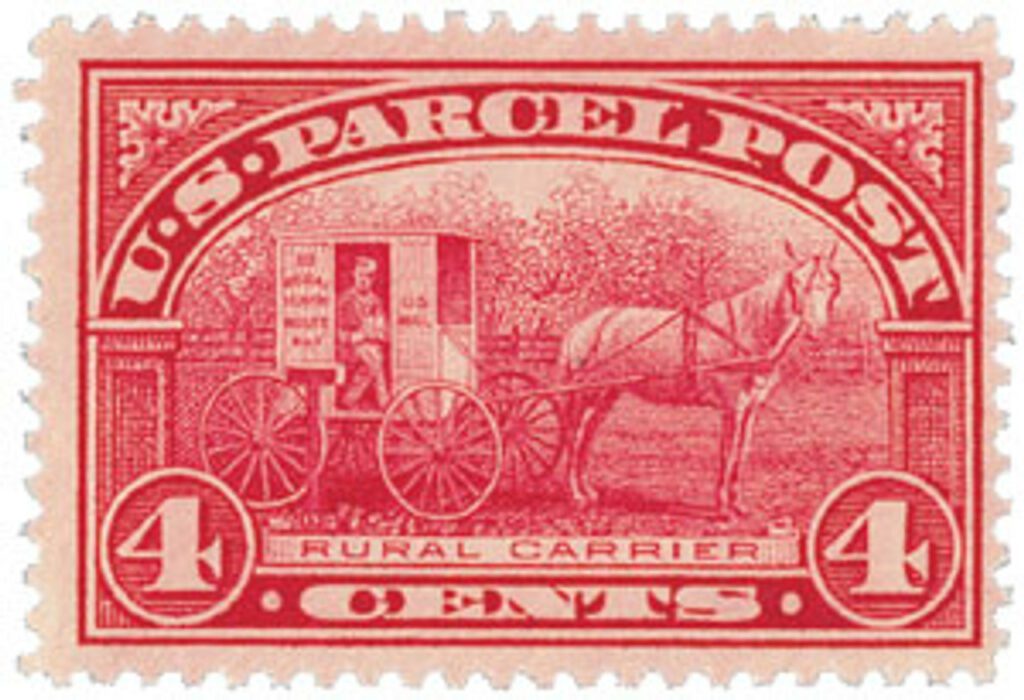 1913 4¢ Parcel Post Stamp - Rural Carrier