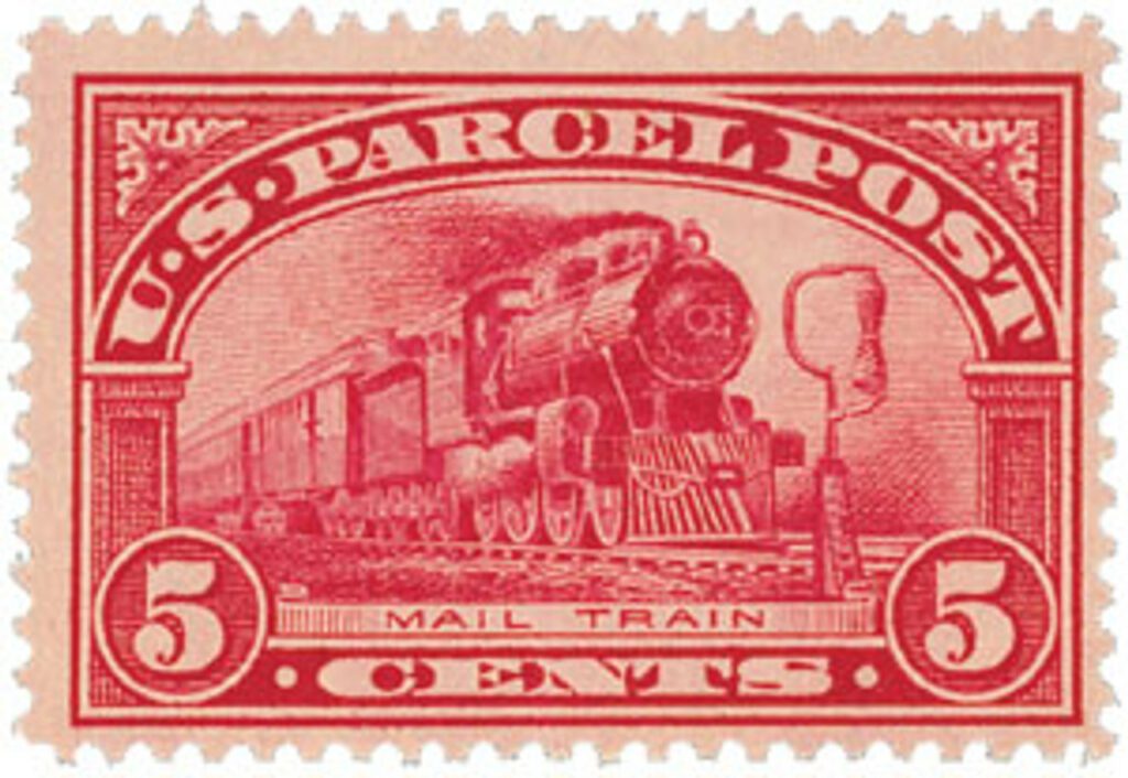 1913 5¢ Parcel Post Stamp - Mail Train
