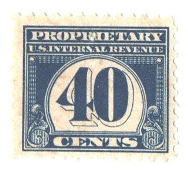 1919 40¢ Proprietary Stamp - offset, perf 11, dark blue