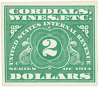 # RE15 - 1914 $2 Cordials, Wines, Etc. Stamp - imperf, no gum, green