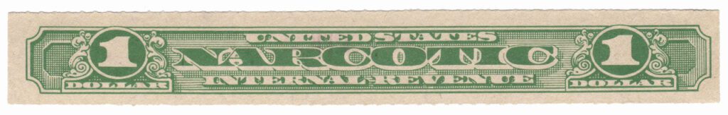 # RJA73b - 1919-64 $1 Green Narcotic Tax Stamp