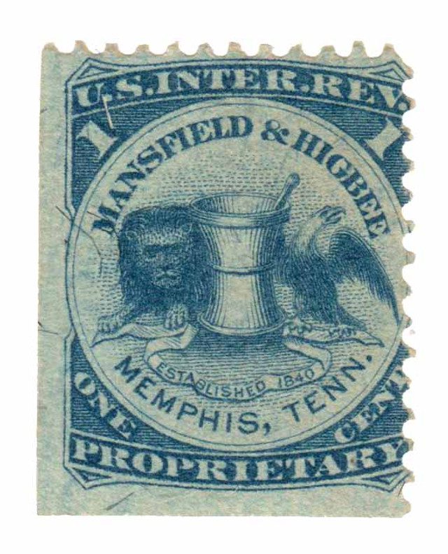 # RS174b - 1871-77 Mansfield & Co, 1c blue, silk paper