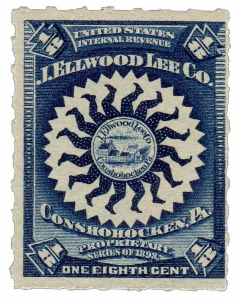 1898-1900 1/8¢ Proprietary Medicine Stamp - dk blue, Hyphen Hol
