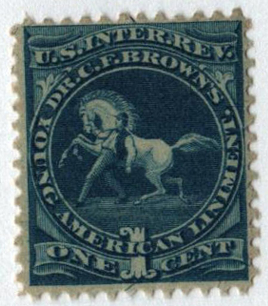 1871-77 1¢ Proprietary Medicine Stamp - greenish blue