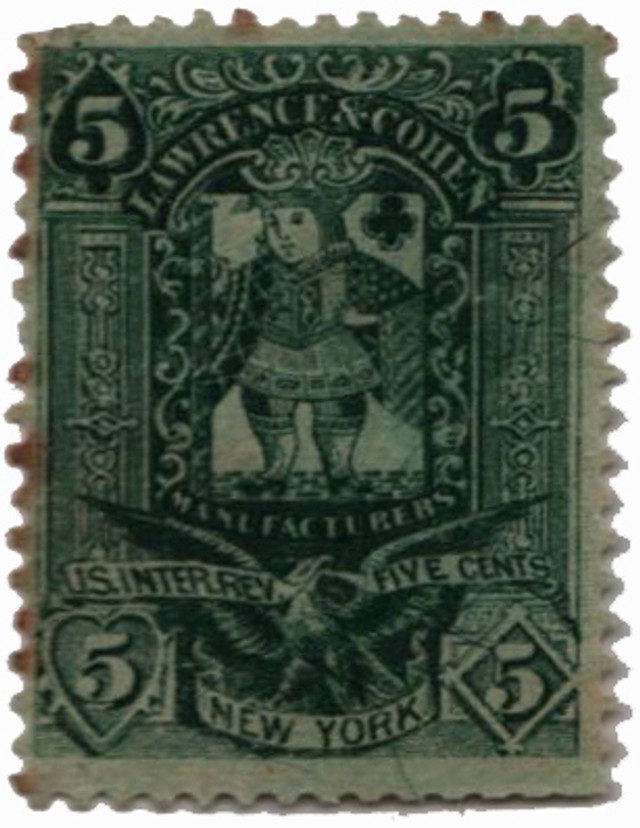 1871-77 5¢ green, silk paper